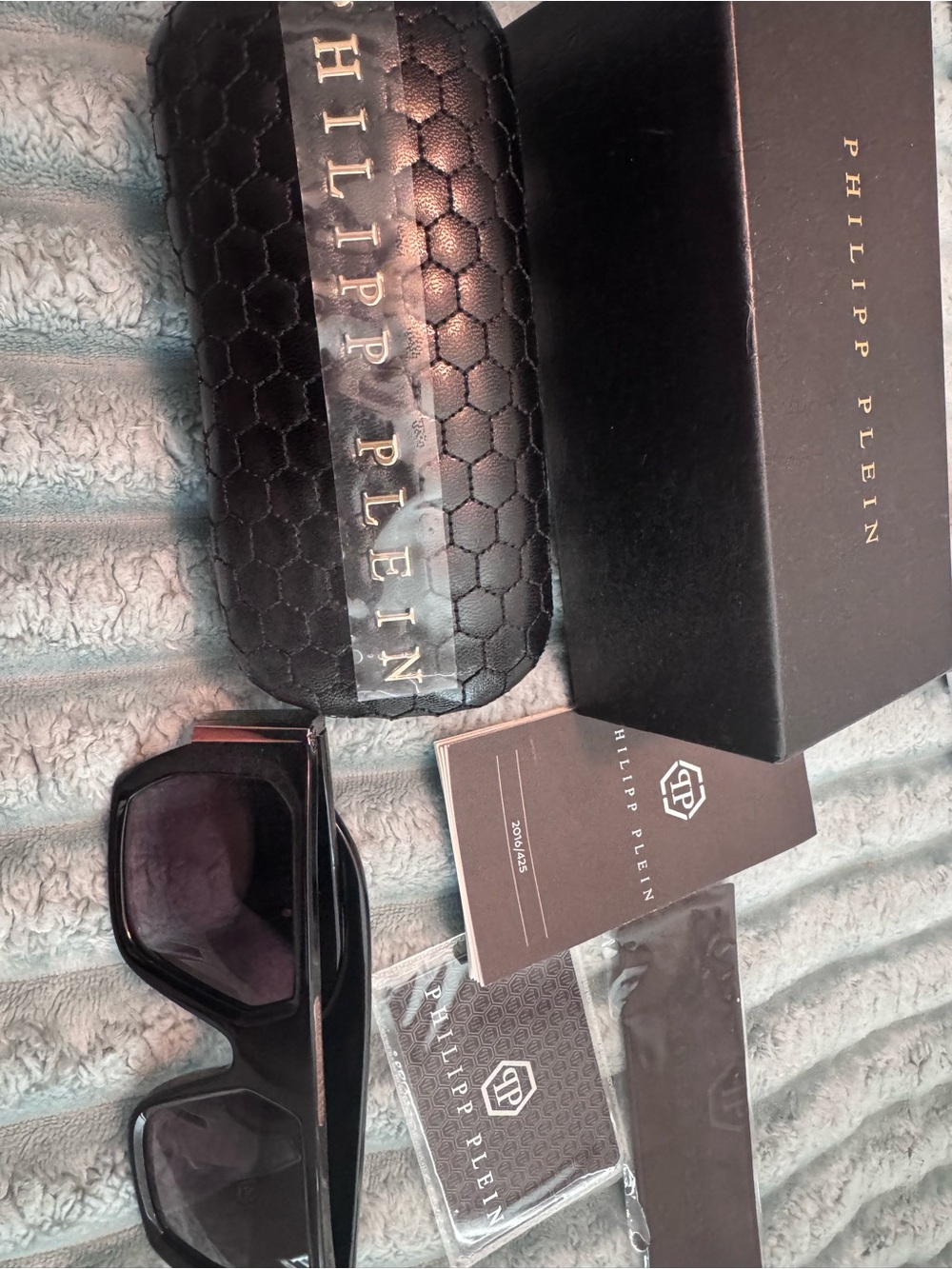 Philipp Plein Black Wrap-Around Shield Sunglasses
